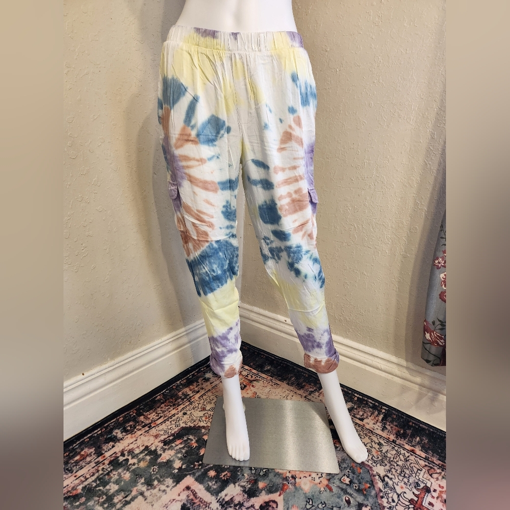 CHASER Tie-Dye Cargo Jogger Beach Pant Size Small